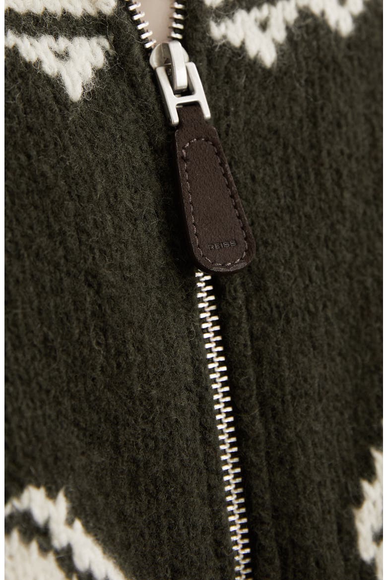 Hans Pattern Zip-Up Cardigan, Alternate, color, FOREST GREEN