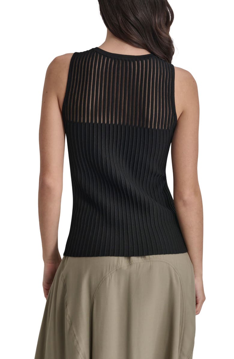 DKNY Stripe Sheer Yoke Sleeveless Sweater, Alternate, color, 