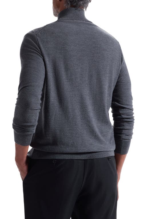 Bugatchi Merino Wool & Silk Diamond Quarter Zip Sweater In Gray