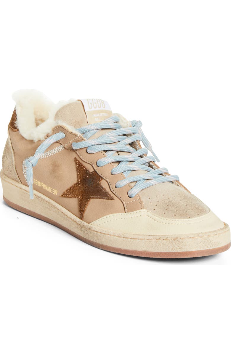 Golden Goose Ball Star Low Top Faux Shearling Lined Sneaker, Main, color, Beige/ Burned Brown