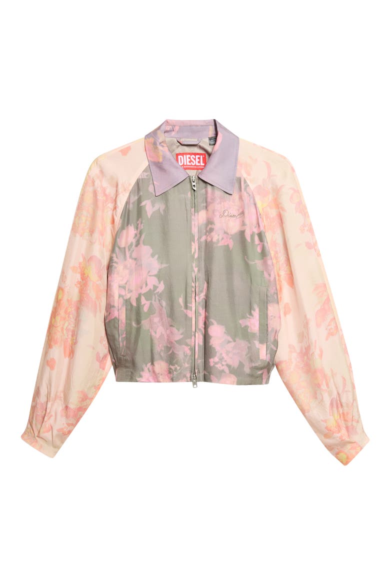 Floral Crinkled Bomber Jacket, Main, color, MISTY ROSE
