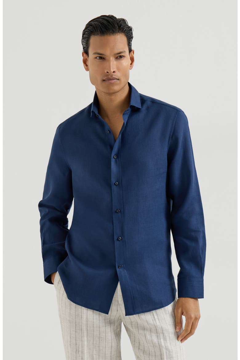 Linen shirt, Main, color, Navy Blue