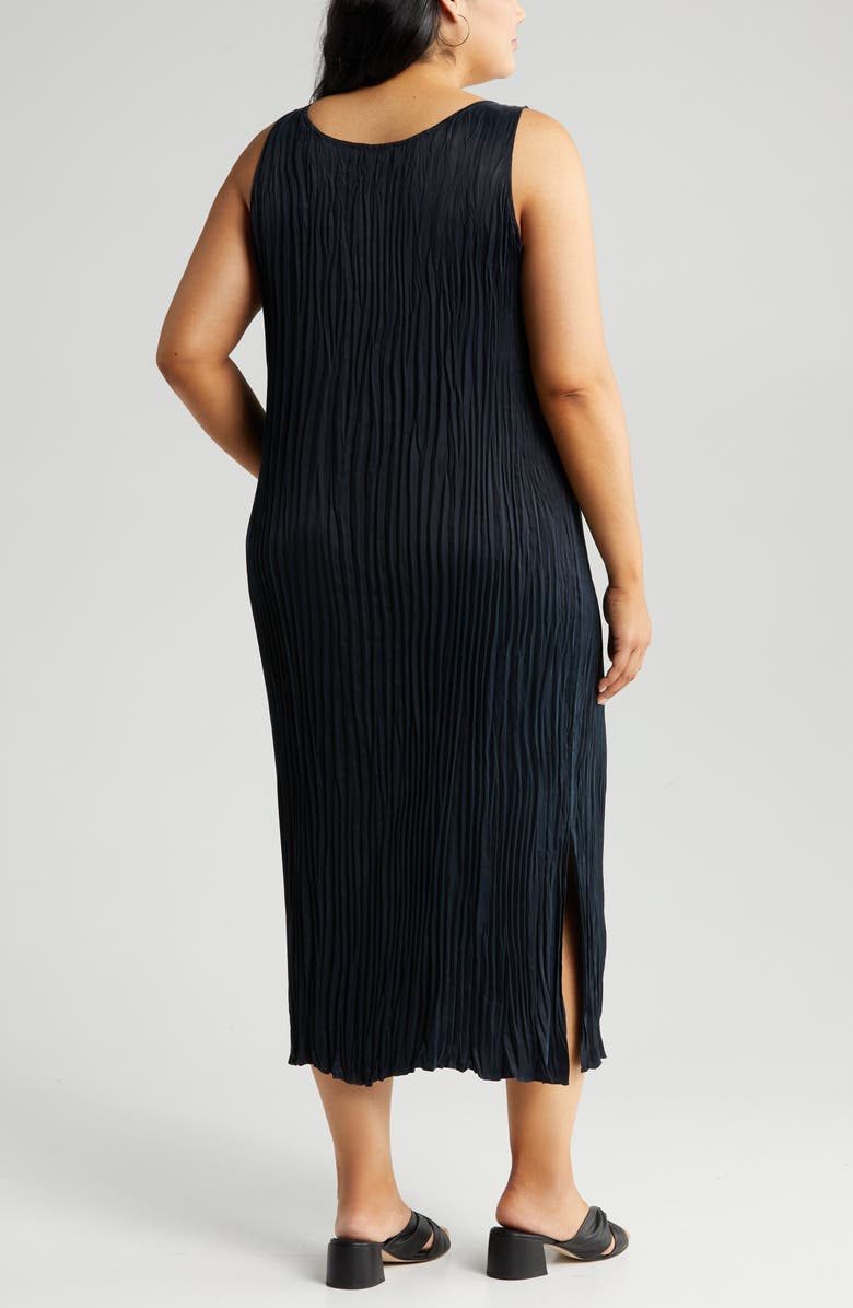Eileen Fisher Pleated Scoop Neck Midi Dress, Alternate, color,