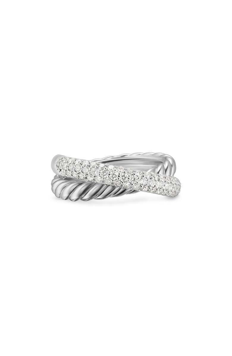 David Yurman Crossover Two-Row Ring in Sterling Silver with Diamonds, 7.5mm, Alternate, color, Sterling Silver