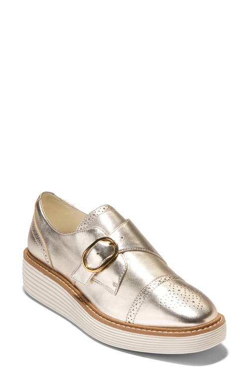 Cole Haan ØriginalGrand Platform Monk Strap Shoe in Soft Gold Talca/Ivory 