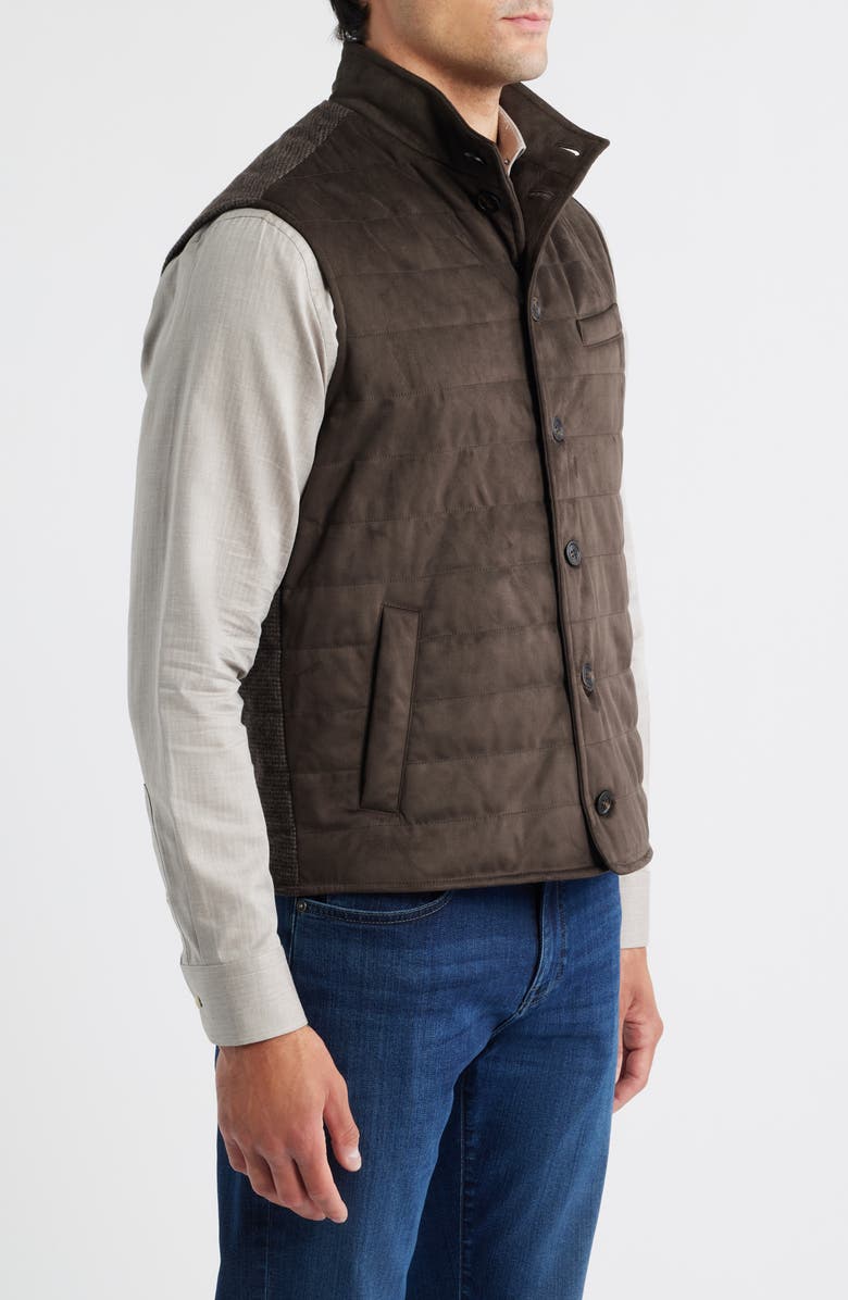 johnnie-O Corde Quilted Faux Suede Vest, Alternate, color, Coffee