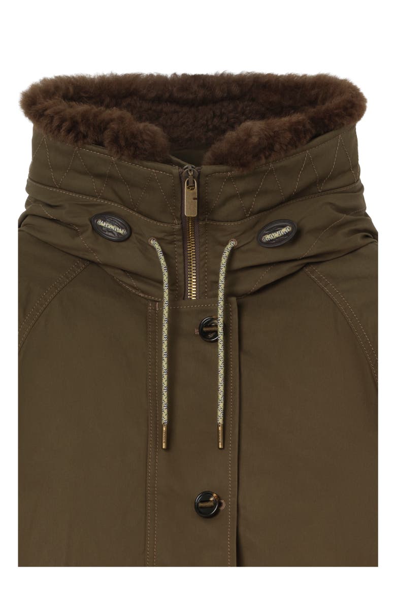 Shearling Trim Gabardine Parka, Alternate, color, Juniper green