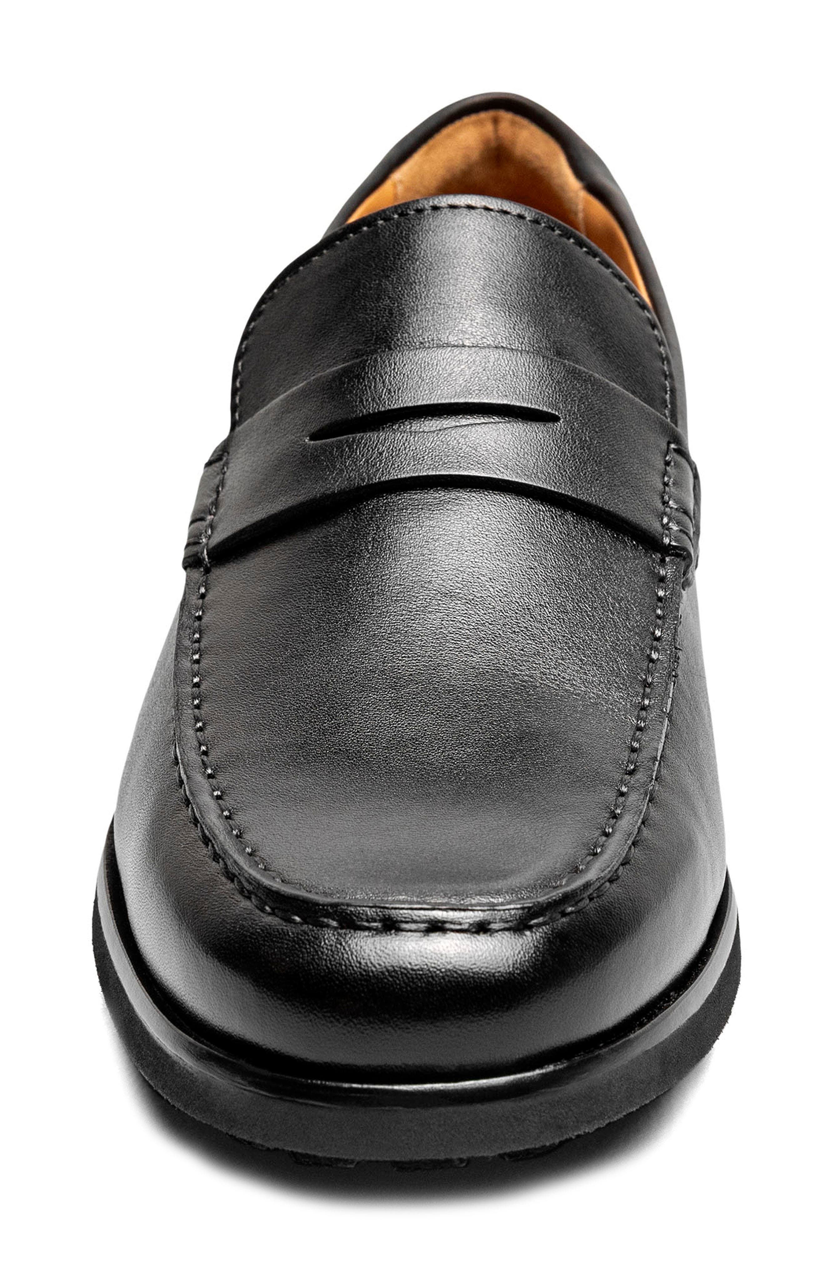 Hawthorne Leather Moc Toe Penny Loafer, Alternate, color, BLACK
