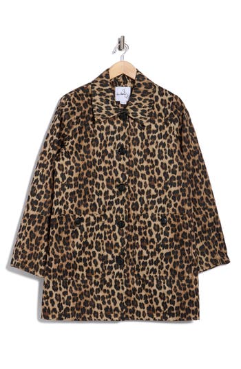 Sam Edelman Leopard Print Water Repellent Rain Jacket In Animal Print