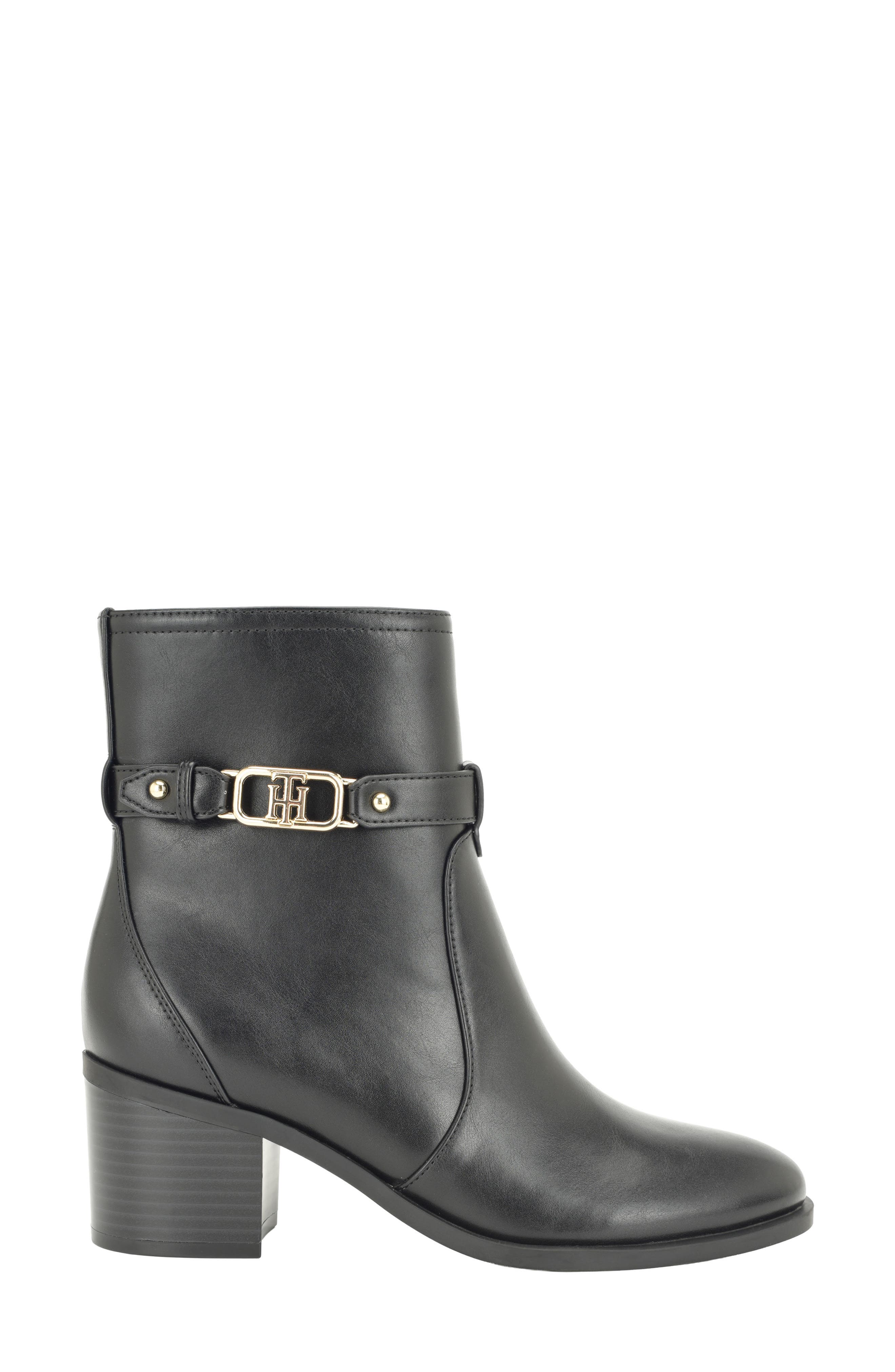 Cranson Faux Leather Bootie, Alternate, color, BLACK