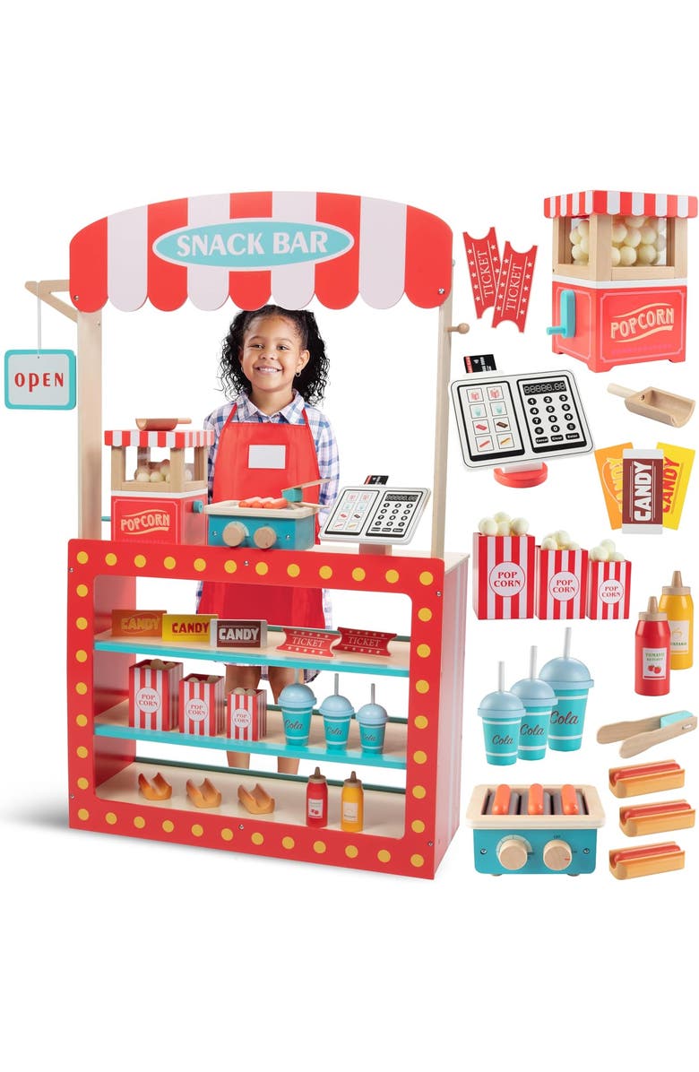 SVAN Movie Theatre Snack Bar Wooden Playset, Main, color, Red