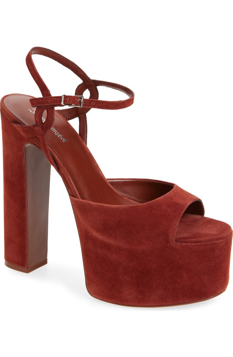 Jeffrey Campbell Ever Last Ankle Strap Platform Sandal, Main, color, Dusty Red Suede