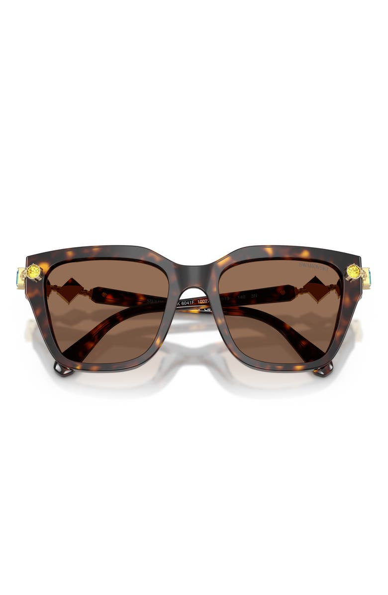 Swarovski 53mm Irregular Sunglasses, Alternate, color, Havana / Dark Brown