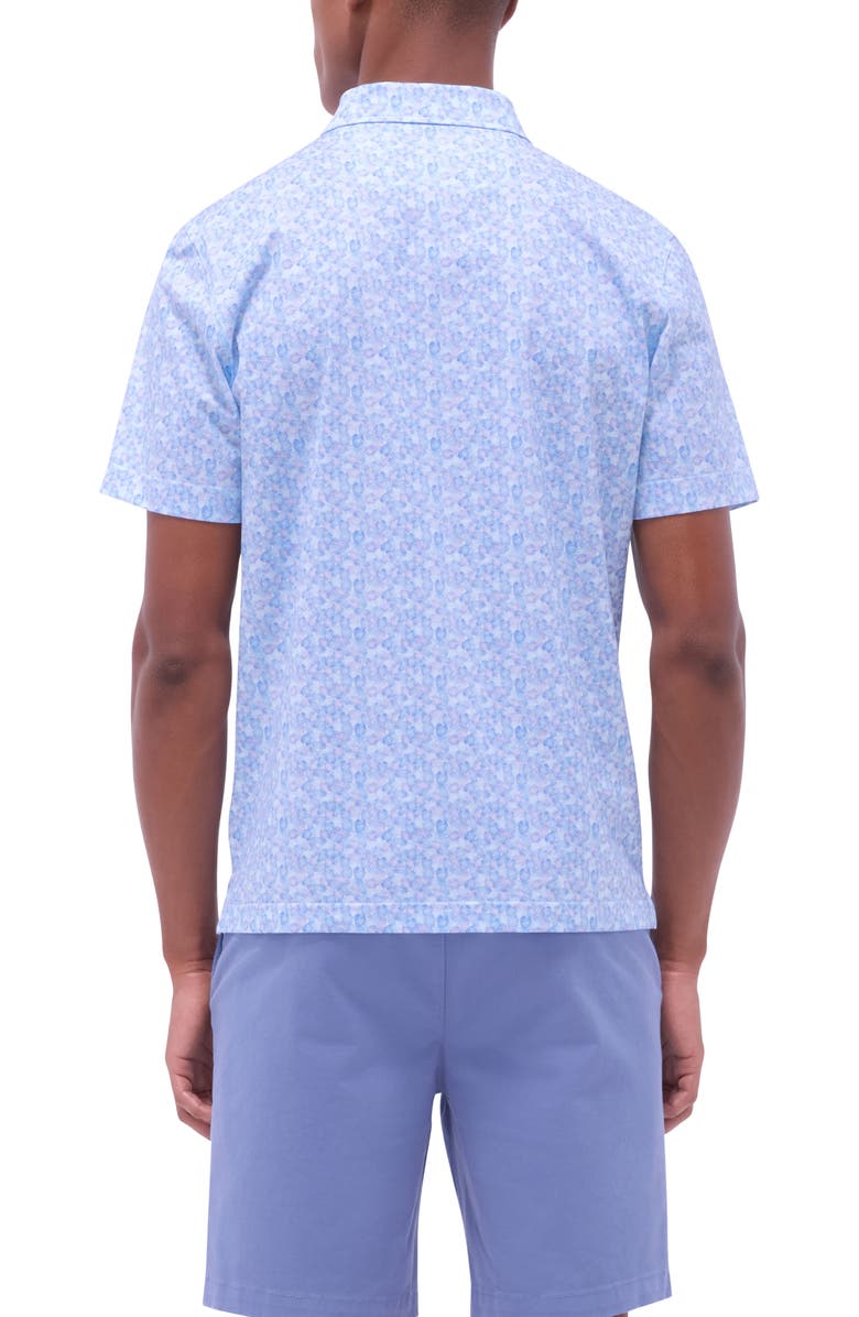 Bugatchi Victor OoohCotton<sup>®</sup> Leaf Print Polo, Alternate, color, Ice