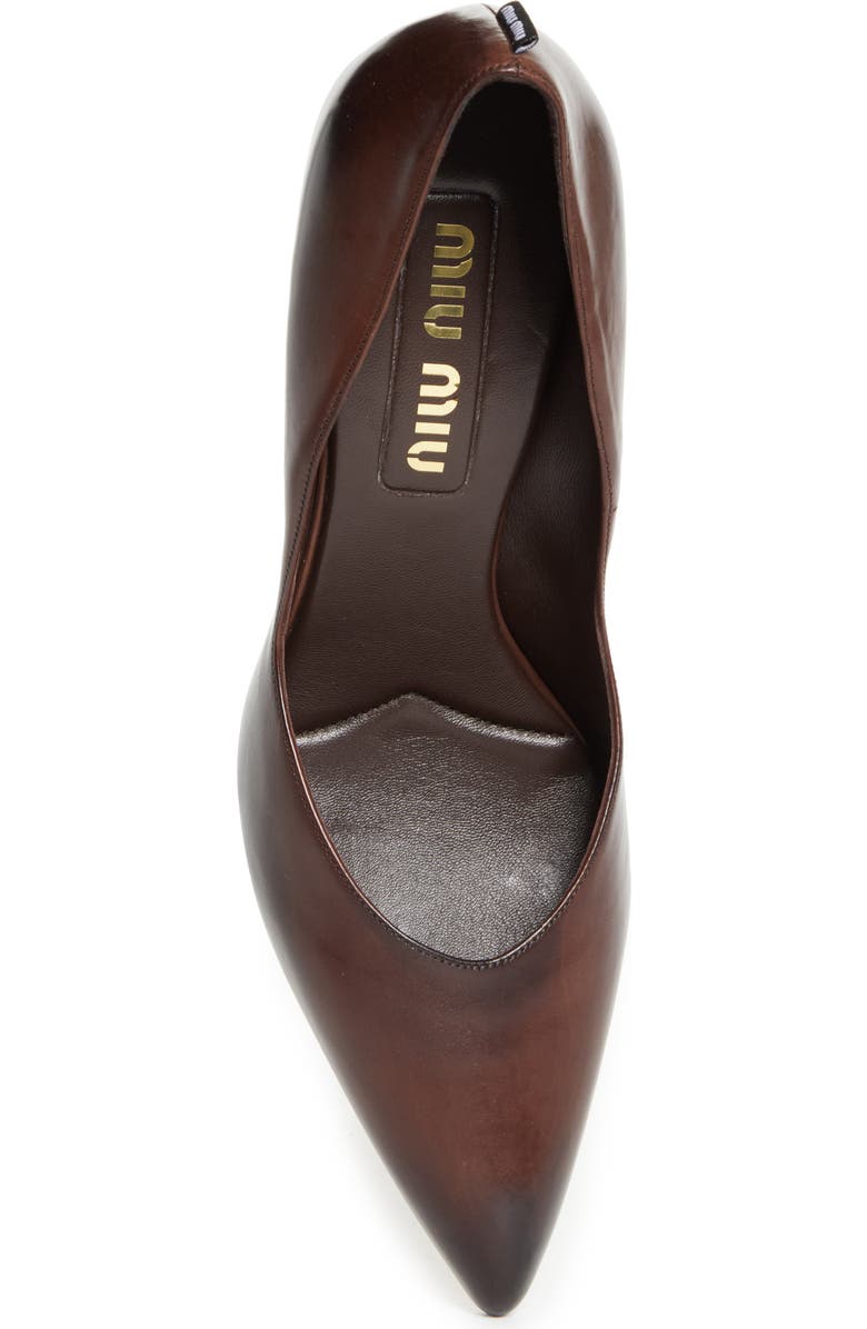 Miu Miu Waxed Calfskin Pointy Toe Pump, Alternate, color, Moro