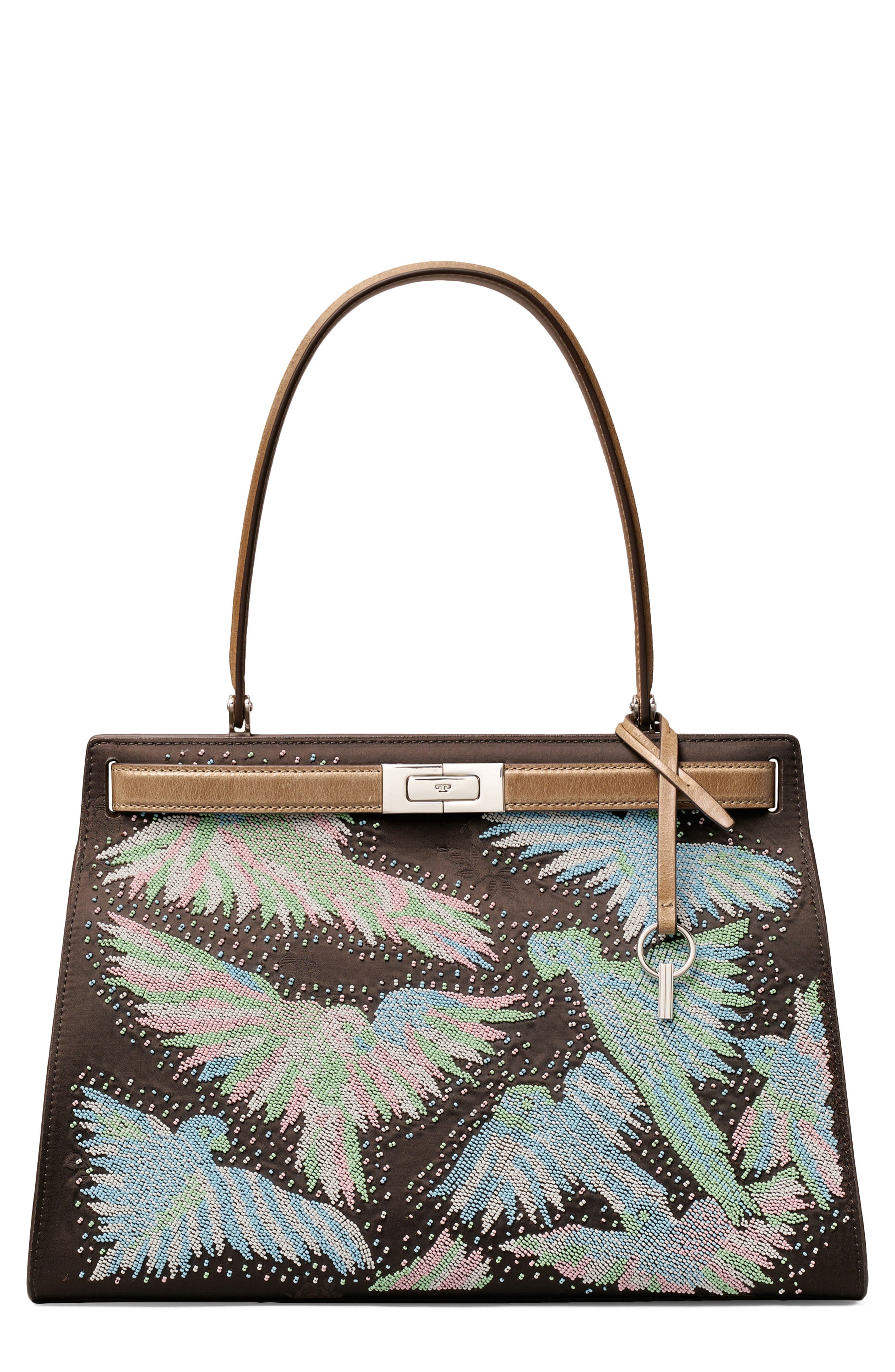Beaded Classic Lee Bag, Main, color, BROWN MULTI