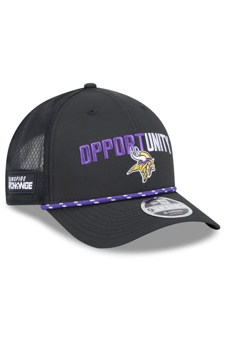 Men's New Era Black Minnesota Vikings 2025 Inspire Change 9FORTY M-Crown Adjustable Hat, Main, color, Black