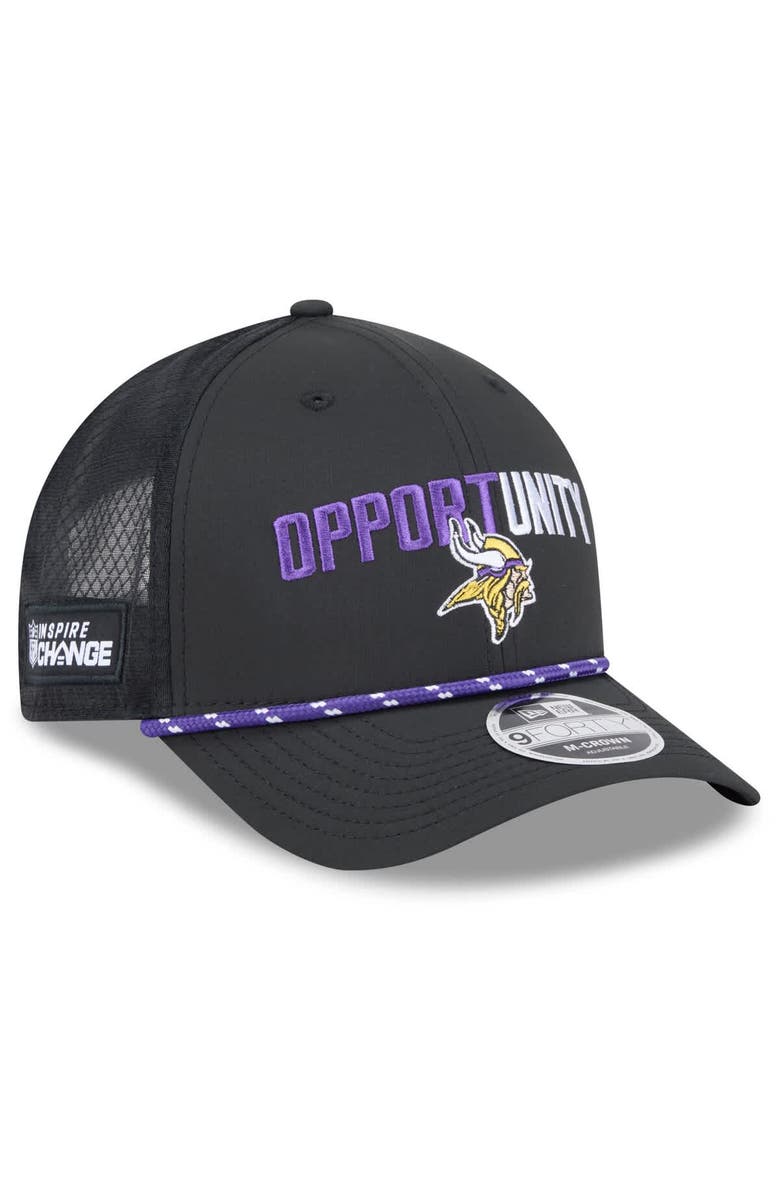 New Era Men
s New Era Black Minnesota Vikings 2025 Inspire Change 9FORTY M-Crown Adjustable Hat, Main, color, Black