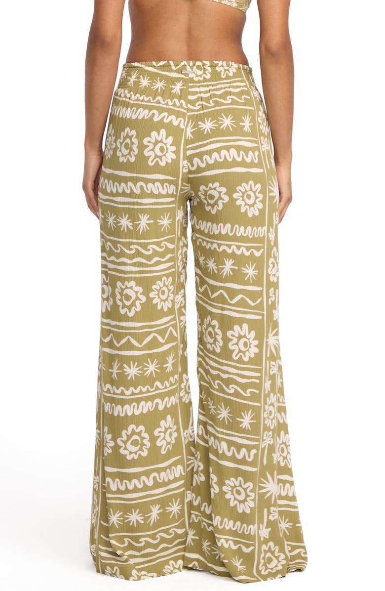 Billabong Split Spirit Floral Wide Leg Pants, Alternate, color, Green Tea