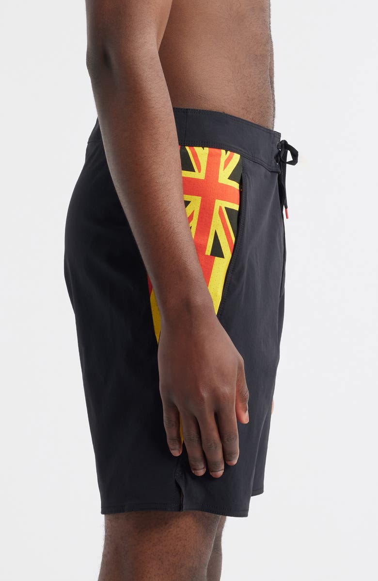 Florence Cordura Airtex Pro Hawaii Camo Water Repellent Board Shorts, Alternate, color, Black Multi