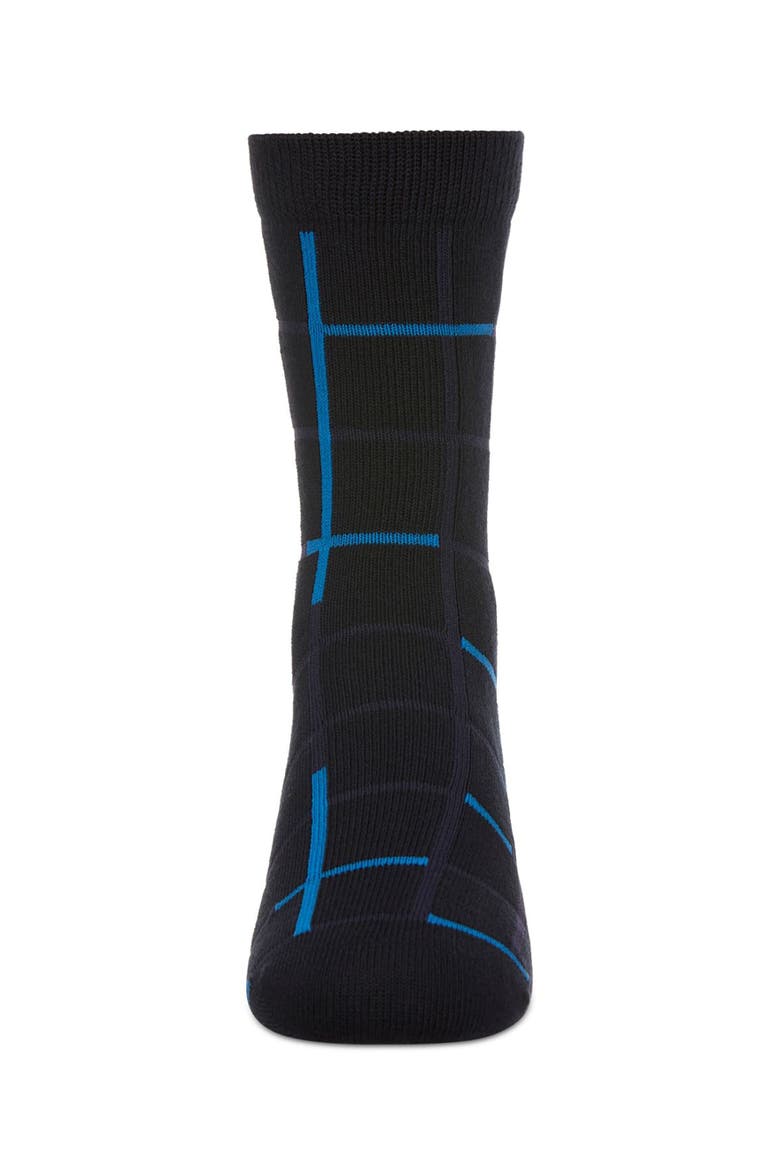 Windowpane Plaid Crew Sock, Alternate, color, Navy