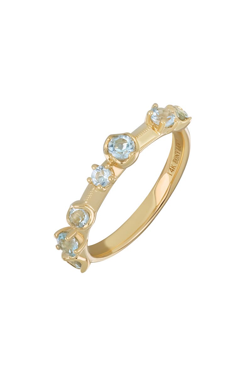 Bony Levy Semiprecious Stone Stacking Ring, Main, color, 14K Yellow Gold / Blue Topaz