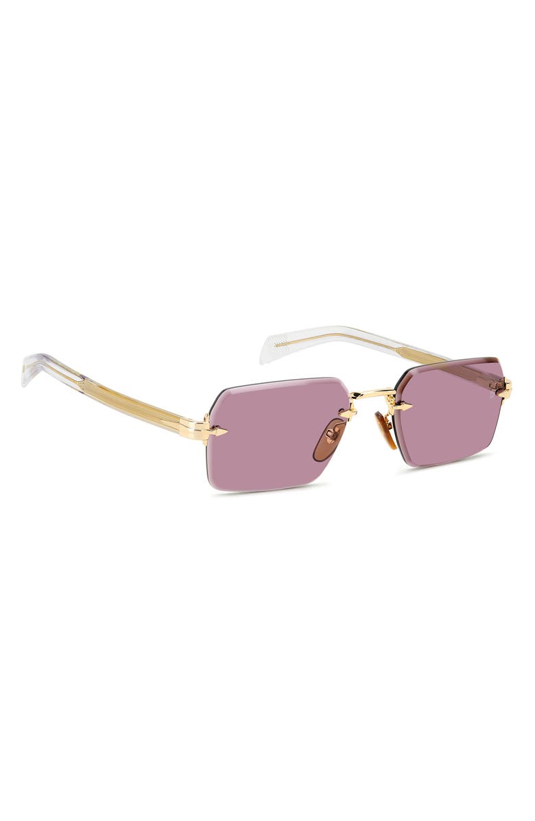 David Beckham Eyewear 56mm Rimless Rectangular Sunglasses, Alternate, color, Gold Crystal