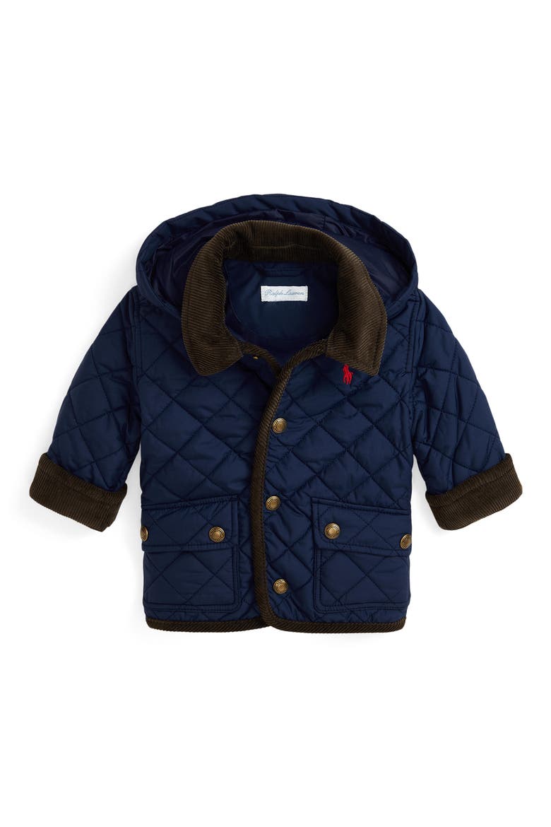 Water Repellent Quilted Barn Jacket, Main, color, NEWPORT NAVY