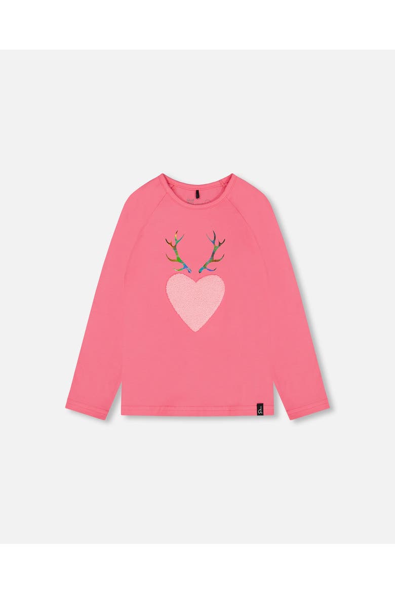 Girl's Raglan Sleeve T-Shirt With Print Candy Pink, Main, color, Azalea Pink