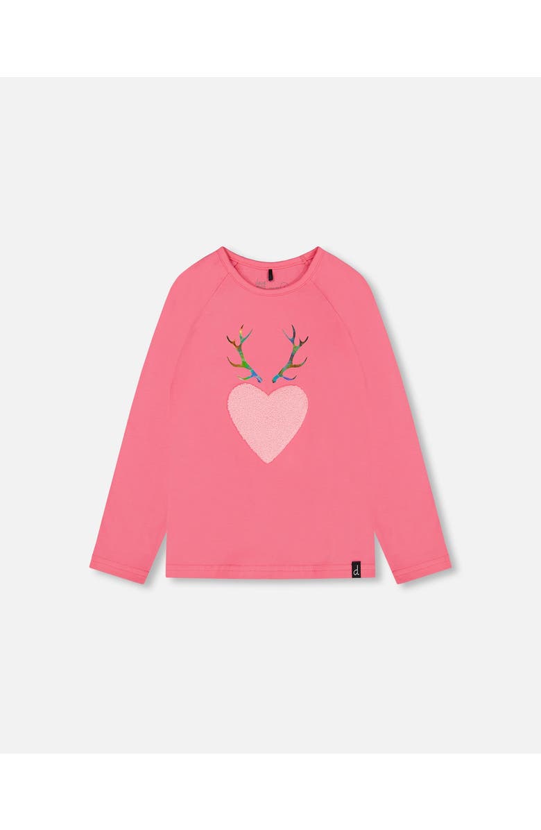 Deux par Deux Girl's Raglan Sleeve T-Shirt With Print Candy Pink, Main, color, 