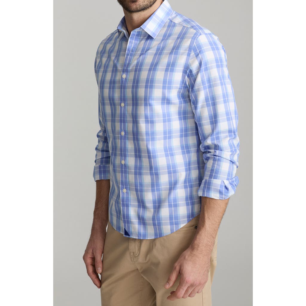 Untuckit Gillingham Plaid Wrinkle Free Cotton Button-up Shirt In Blue