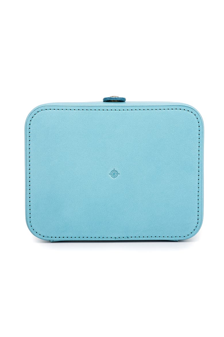 Rectangular Genuine Leather Jewelry Storage Box, Alternate, color, Turquoise