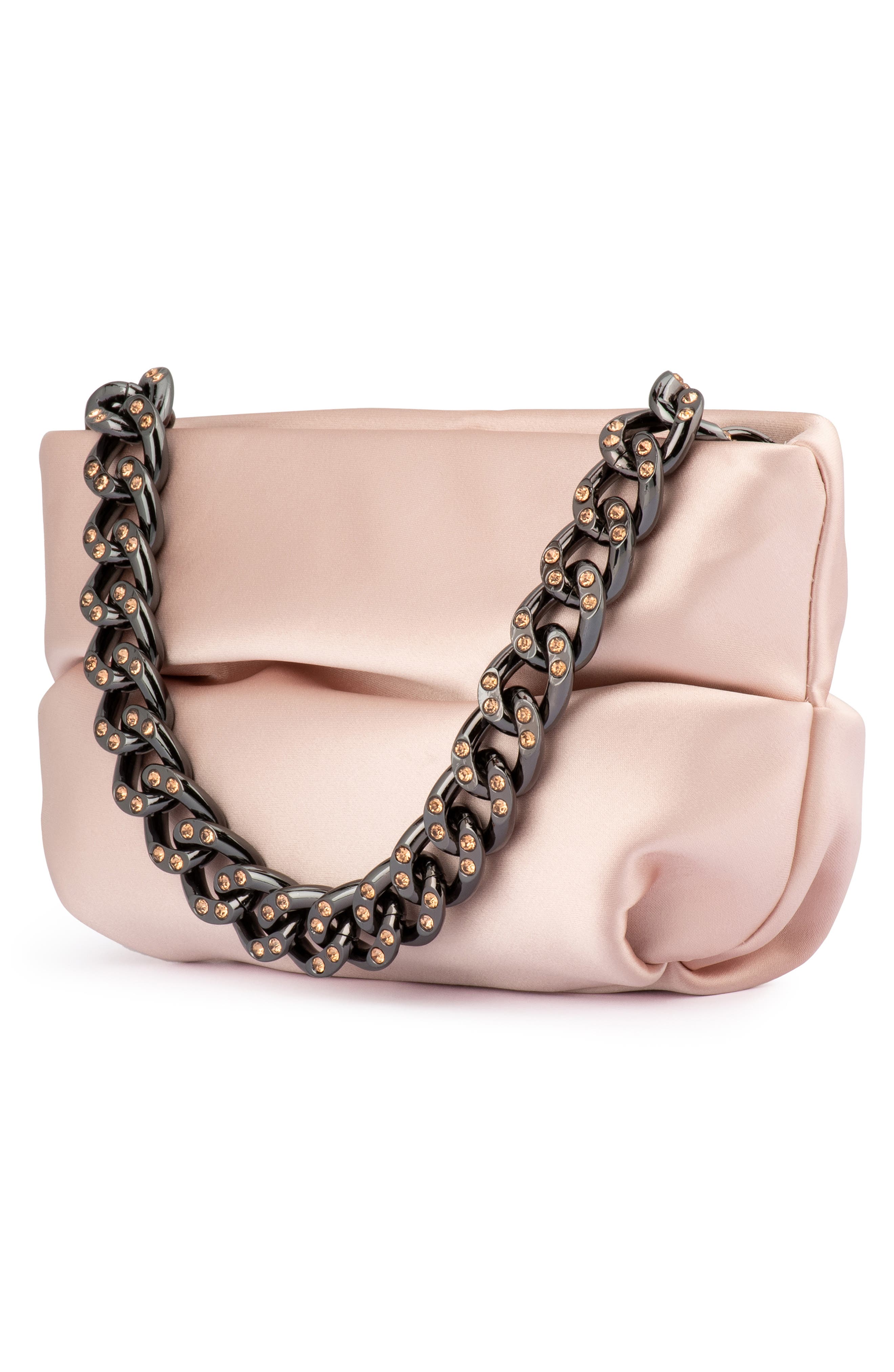 Olga Berg Jule Satin Top Handle Bag, Alternate, color, Natural