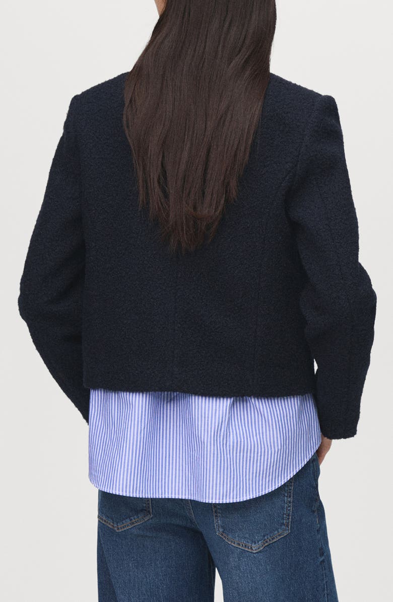 MANGO Bouclé Crop Jacket, Alternate, color, Navy