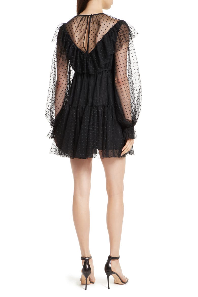 Dot Tulle Victorian Dress, Alternate, color, BLACK