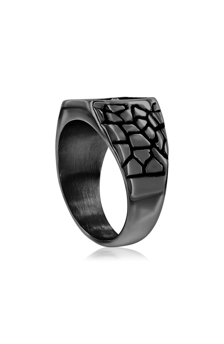Metallo Men's Cubic Zirconia Pebble Textured Signet Ring, Alternate, color, 