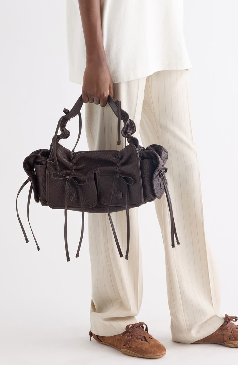 Acne Studios Multipocket Big Grainy Leather Shoulder Bag, Alternate, color, Chocolate Brown