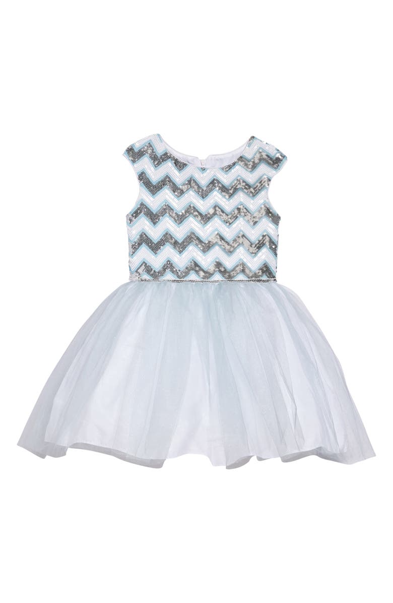 Pippa & Julie Chevron Sequin & Tulle Dress, Main, color,