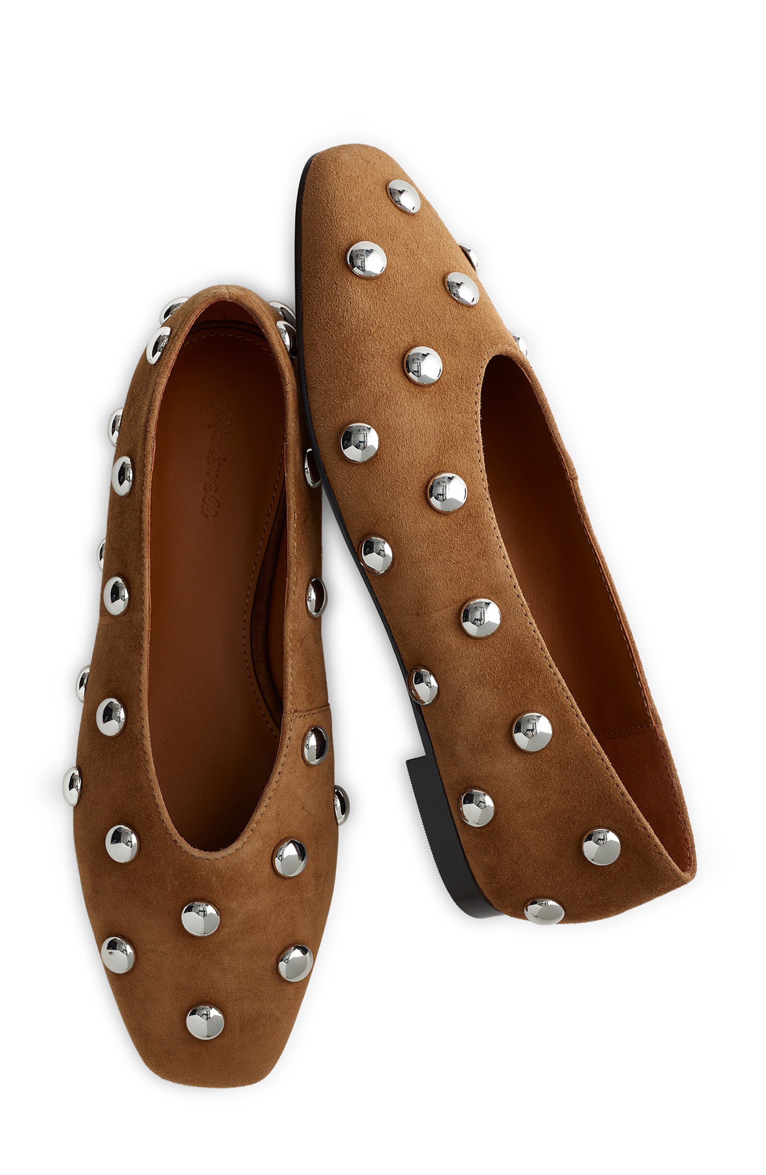 Madewell Mylie Stud Embellished Ballet Flat, Alternate, color, Dried Acorn