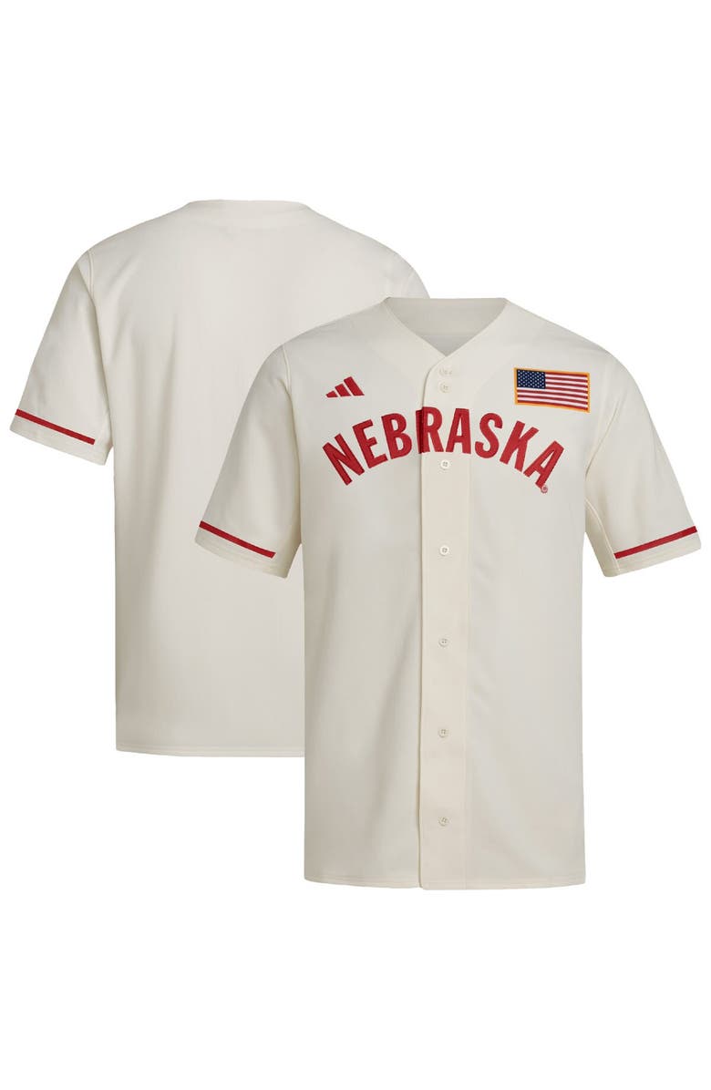 adidas Men's adidas  Cream Nebraska Huskers Replica Baseball Jersey, Main, color, Cream