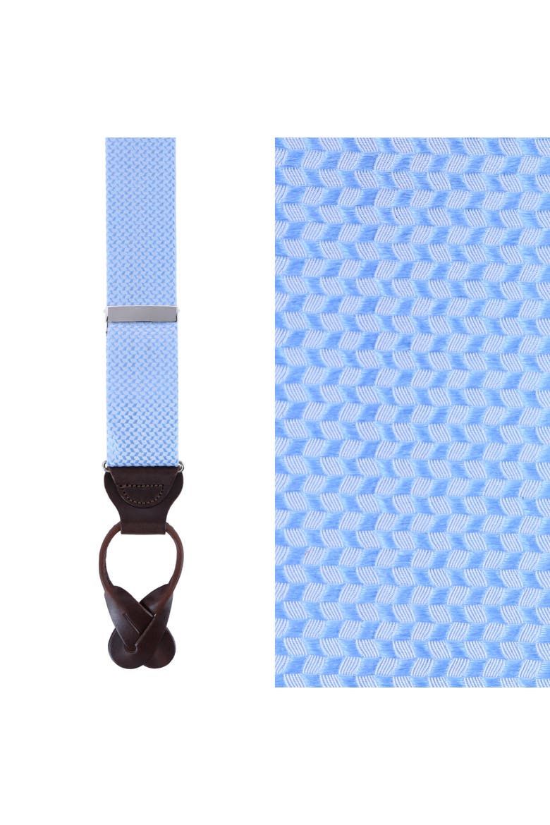 Gamma Geometric Pattern Silk Button End Suspenders, Main, color, Light Blue