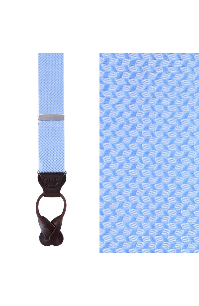 Trafalgar Gamma Geometric Pattern Silk Button End Suspenders, Main, color, Light Blue