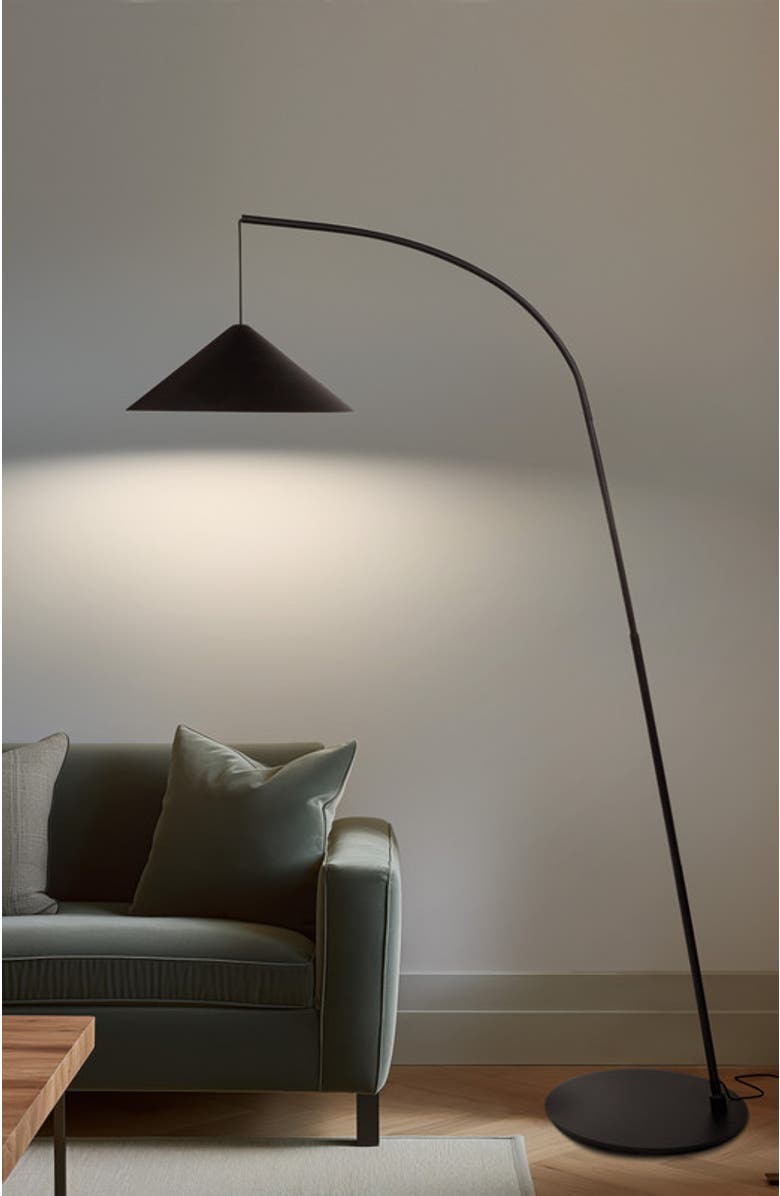 Brightech Devin 66" Modern LED Arc Floor Lamp with Hanging Black Metal Shade, Alternate, color,