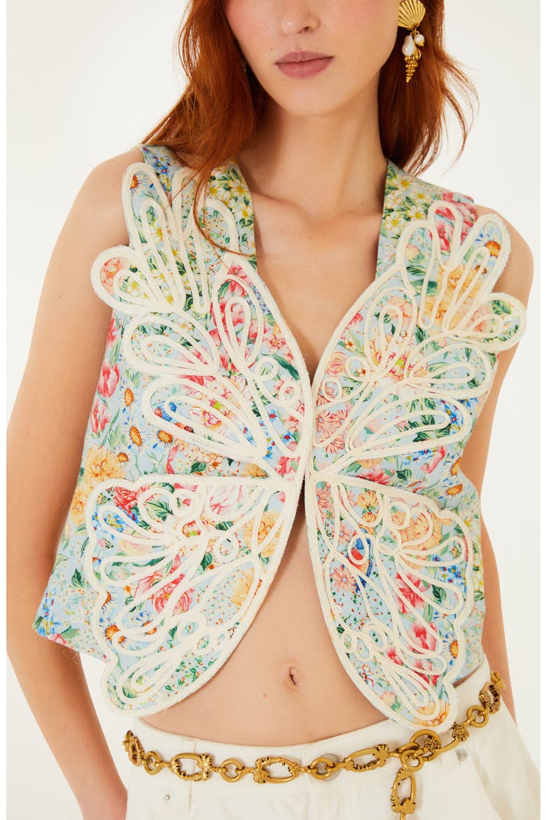 Rendeira 3D Linen Vest, Alternate, color, OFF-WHITE