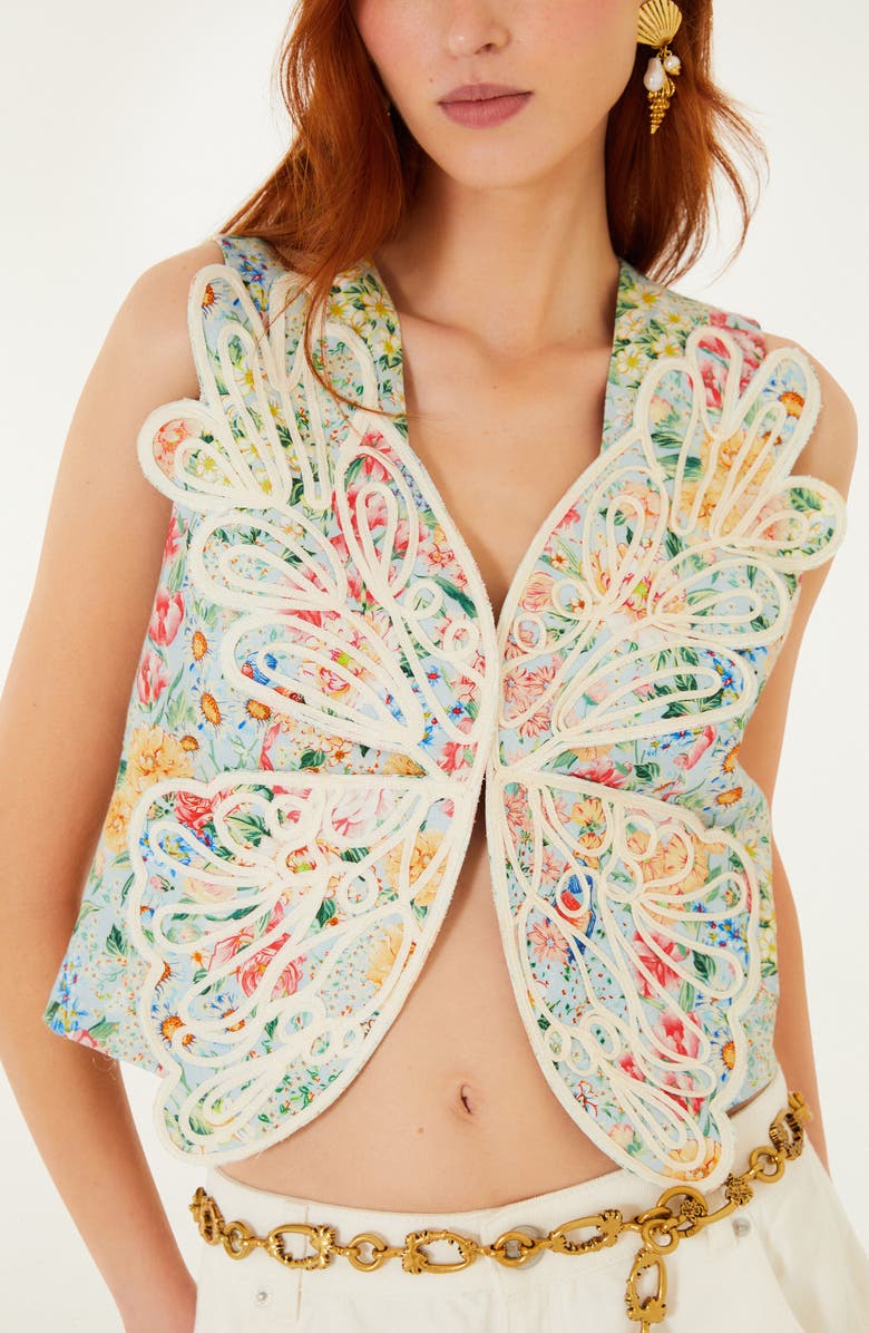 FARM Rio Rendeira 3D Linen Vest, Alternate, color, Off-White