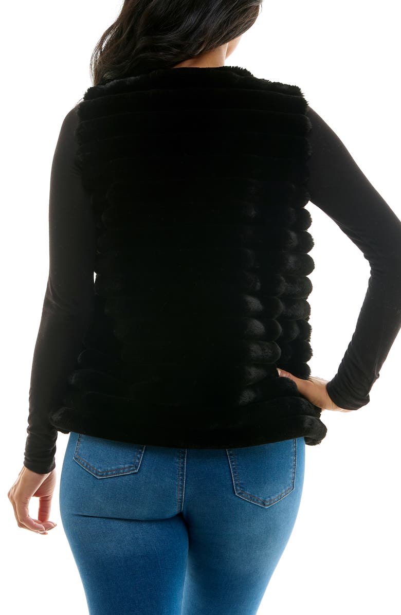 Nina Leonard Horizontal Stripe Faux Fur Vest, Alternate, color,