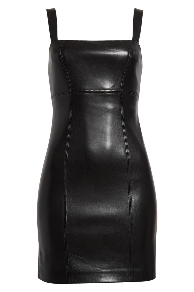 Keria Faux Leather Minidress, Alternate, color, BLACK