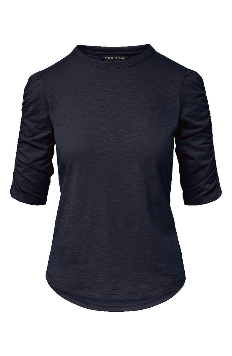 Veronica Beard Waldorf Puff Sleeve Top, Alternate, color, Navy
