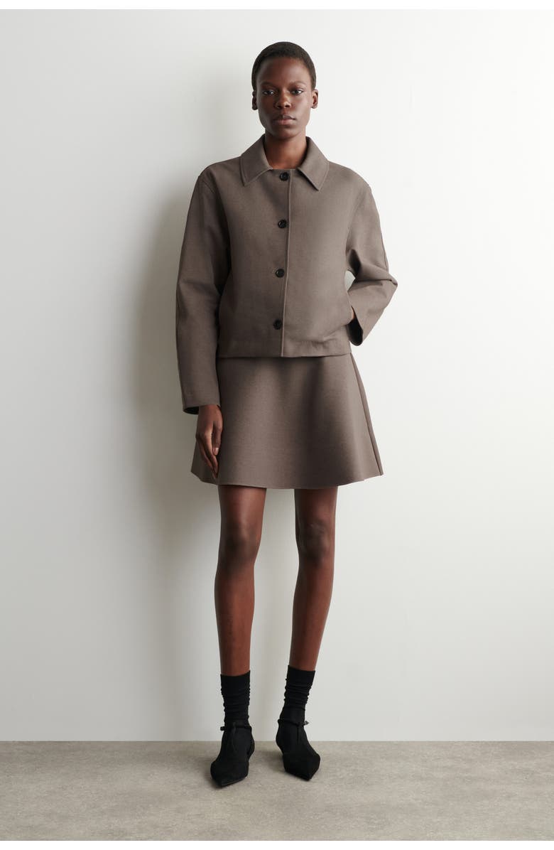 COS Rounded Jersey Jacket, Main, color, Brown
