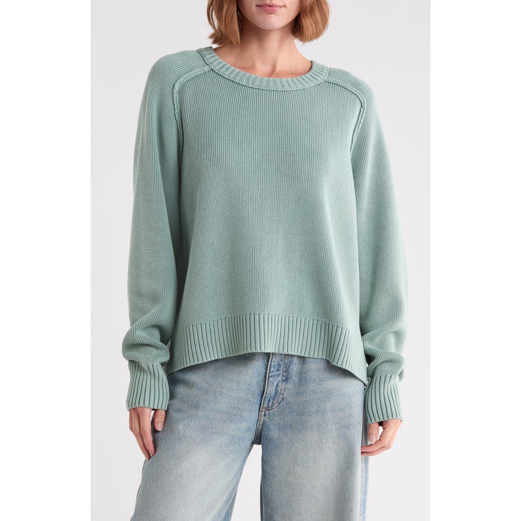 Free People Spring Street Cotton Crewneck Sweater In Blue